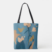 Rustige  Floral Abstracte Art Blue Tan Throw Tote Bag (Achterkant)