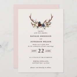 Rustige floral and antlers bruiloft bruin roze