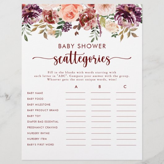 Rustige Floral Baby shower (Voorkant)