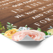 Rustige floral bedankt je kaart voor bruiloften poster (Hoek)