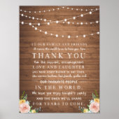 Rustige floral bedankt je kaart voor bruiloften poster (Voorkant)