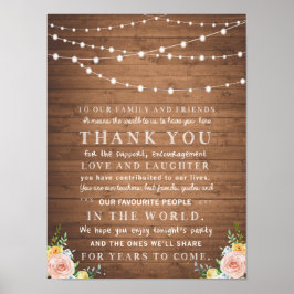 Rustige floral bedankt je kaart voor bruiloften poster