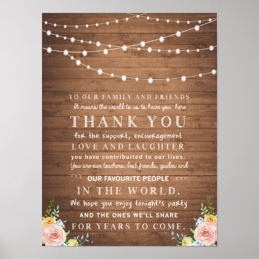 Rustige floral bedankt je kaart voor bruiloften poster (Voorkant)