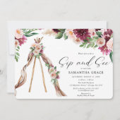 Rustige floral boho sip en zie baby shower van mei kaart (Voorkant)