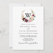 Rustige Floral Botanical Foliage Monogram Weddensc Kaart (Voorkant)