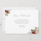 rustige floral bruiloft foto bedankt kaart (Achterkant)