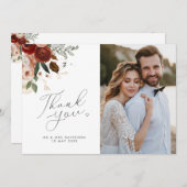 rustige floral bruiloft foto bedankt kaart (Voorkant / Achterkant)