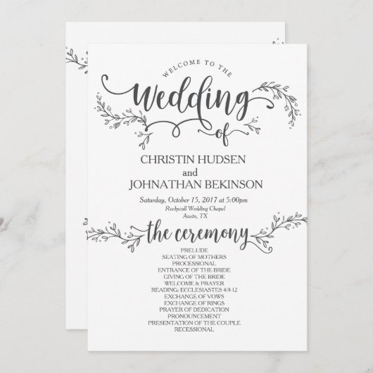 Rustige Floral bruiloft met kaart 5x7 design (Voorkant / Achterkant)