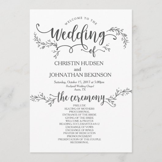 Rustige Floral bruiloft met kaart 5x7 design (Voorkant)