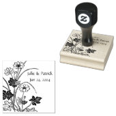 Rustige Floral Couple Wedding Date Wood Art Stamp Rubberstempel (Gestempeld)