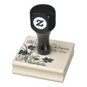 Rustige Floral Couple Wedding Date Wood Art Stamp Rubberstempel (Stempel)