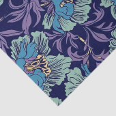 Rustige Floral Dust Blue, Blauwgroen en Paars onts Tissuepapier (Detail)