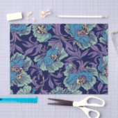 Rustige Floral Dust Blue, Blauwgroen en Paars onts Tissuepapier (Craft)