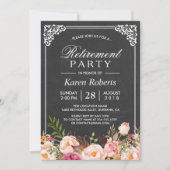 Rustige Floral Elegant Chalkboard Pensioen Partij Kaart (Voorkant)