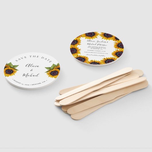 Rustige floral elegant script bruiloft save date handwaaier (Niet-gemonteerd)