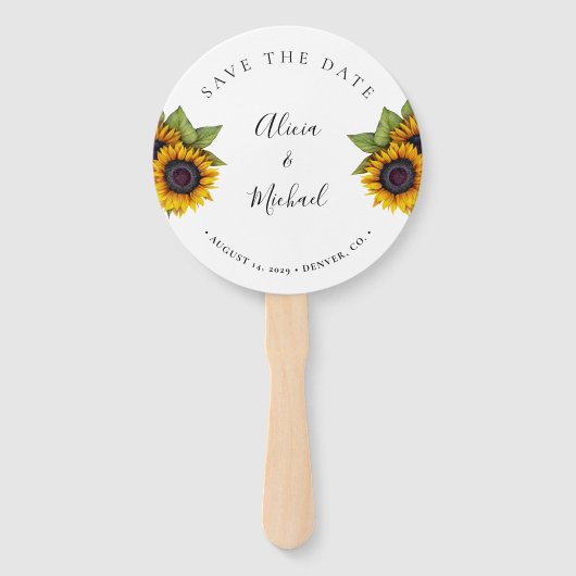 Rustige floral elegant script bruiloft save date handwaaier (Voorkant)