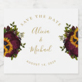 Rustige floral elegant script bruiloft save date sparkling wijnetiket (Enkel label)