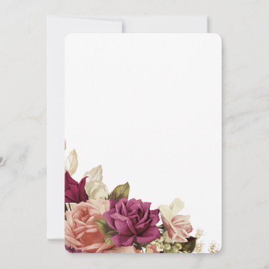 Rustige floral elegant script huwelijksuitnodiging kaart (Achterkant)