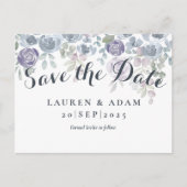 Rustige Floral Eucalyptus Dusty Blue Aankondigingskaart (Voorkant)