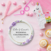 Rustige Floral Gold Border Light Paars Roos Weddin Papieren Bordje (Feest)