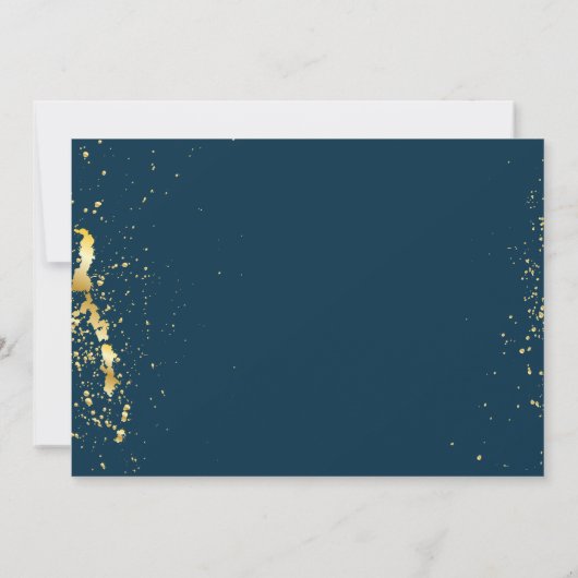 Rustige Floral, goud, marineblauw sparen de datum Save The Date (Achterkant)