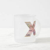 Rustige Floral Initiaal Letter X Monogram Matglas Koffiemok (Voorkant rechts)