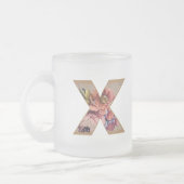 Rustige Floral Initiaal Letter X Monogram Matglas Koffiemok (Links)