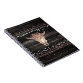 Rustige Floral Koe Skull Boho Chic Country Glam Notitieboek (Rechterzijde)