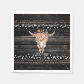 Rustige Floral Koe Skull Boho Chic Country Glam Servetten (Voorkant)