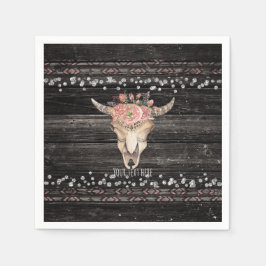Rustige Floral Koe Skull Boho Chic Country Glam Servetten