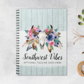 Rustige Floral Koe Waterverf Hout Boho Chic Notitieboek