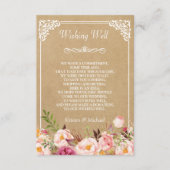 Rustige Floral Kraft Wedding Well Wishing Informatiekaartje (Voorkant)