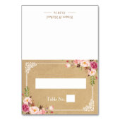 Rustige Floral Lijst Kraft Wedding Seating Place Kaart (Voorkant)
