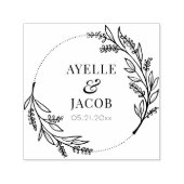 Rustige Floral Lijst monogram Rubber Weddenschap Zelfinktende Stempel (Design)