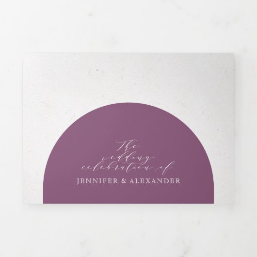Rustige Floral Paars in één bruiloft Drieluik Uitnodiging (Cover)