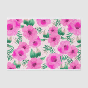 Rustige Floral Roos Pink Bloom Waterverf Tissuepapier