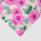 Rustige Floral Roos Pink Bloom Waterverf Tissuepapier (Detail)