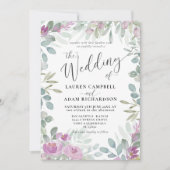 Rustige Floral roze botanische bruiloft Kaart (Voorkant)