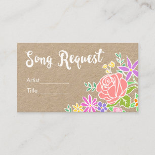 Rustige floral song request bruiloft card visitekaartje