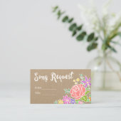 Rustige  floral song request bruiloft card visitekaartje (Staand voorkant)