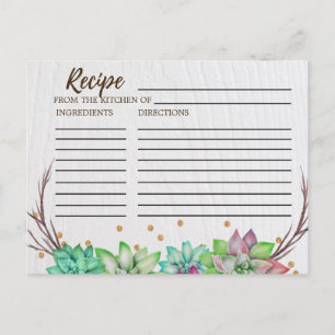 Rustige Floral Succulent Vrijgezellenfeest Recipe  Briefkaart