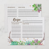 Rustige Floral Succulent Vrijgezellenfeest Recipe  Briefkaart (Voorkant / Achterkant)