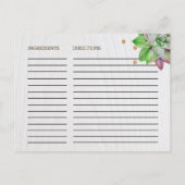 Rustige Floral Succulent Vrijgezellenfeest Recipe  Briefkaart (Achterkant)
