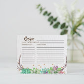 Rustige Floral Succulent Vrijgezellenfeest Recipe  Briefkaart (Staand voorkant)