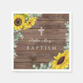 Rustige Floral Sunflower Cross Baptisme Servet (Voorkant)