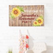Rustige Floral Sunflower Retirement Party Spandoek (Insitu)