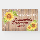 Rustige Floral Sunflower Retirement Party Spandoek (Horizontaal)