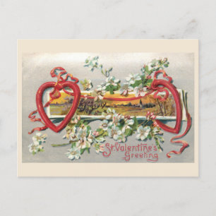 Rustige Floral Valentijn met hart Briefkaart