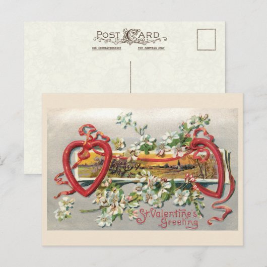 Rustige  Floral Valentijn met hart Briefkaart (Voorkant / Achterkant)