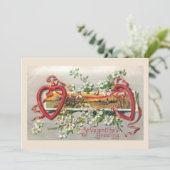 Rustige Floral Valentijn met hart Feestdagenkaart (Staand voorkant)